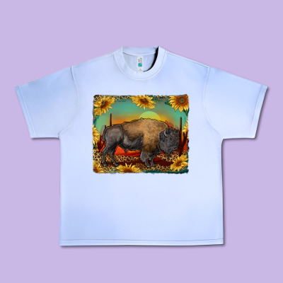 Western Bison With Sunset Background Urban Heavy Tee Designed By Ranaportraitstore