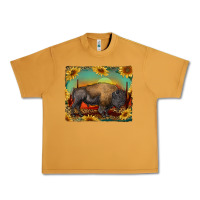 Peanut Butter western bison with sunset background Urban Heavy Tee - RanaPortraitStore