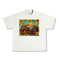 Pistachio western bison with sunset background Urban Heavy Tee - RanaPortraitStore