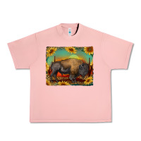 Salmon western bison with sunset background Urban Heavy Tee - RanaPortraitStore
