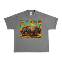 Tornado western bison with sunset background Urban Heavy Tee - RanaPortraitStore