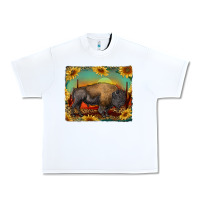 White western bison with sunset background Urban Heavy Tee - RanaPortraitStore