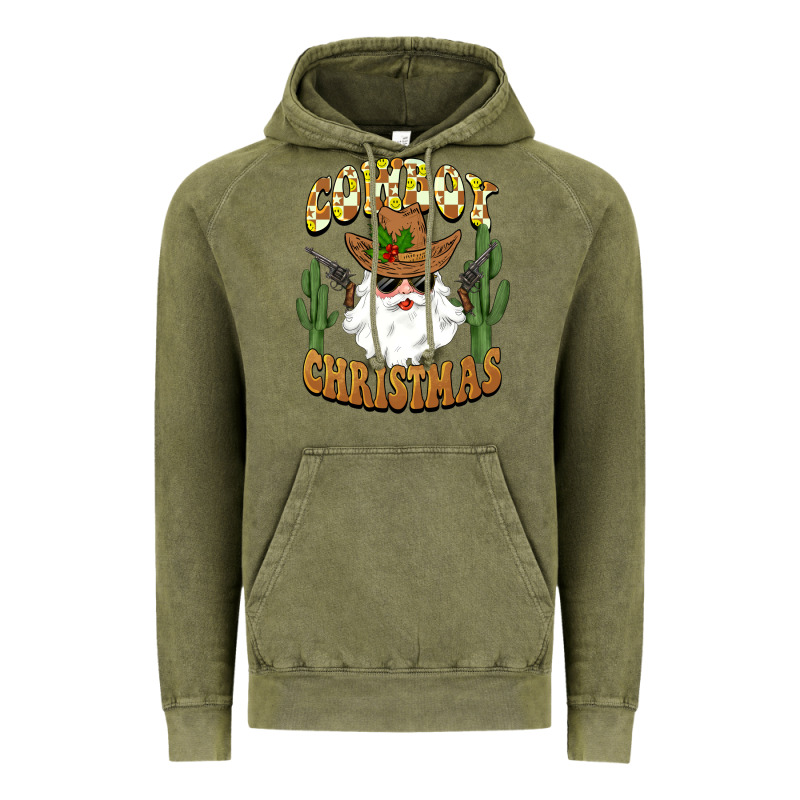 Cowboy Christmas Santa Vintage Hoodie by BarkalooDesign | Teevron