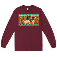 Burgundy Fall farm animals cow pig rooster Long Sleeve Tee - Artiststas
