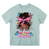 Arona Mom Is A Fighter And Afro Messy Bun Mom Heavy Core Tee - BundleAndBundleShop