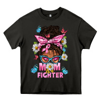 Asphalt Mom Is A Fighter And Afro Messy Bun Mom Heavy Core Tee - BundleAndBundleShop