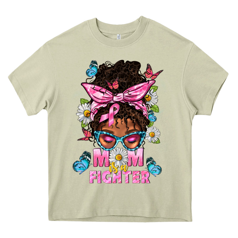 Mom Is A Fighter And Afro Messy Bun Mom Heavy Core Tee by BundleAndBundleShop | Teevron