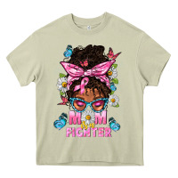 Mossy Mom Is A Fighter And Afro Messy Bun Mom Heavy Core Tee - BundleAndBundleShop