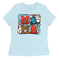 Baby Blue leopard baseball mama Mother's Day Ladies Tee - LillyAllenDesigns