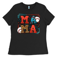 Black leopard baseball mama Mother's Day Ladies Tee - LillyAllenDesigns