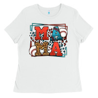White leopard baseball mama Mother's Day Ladies Tee - LillyAllenDesigns