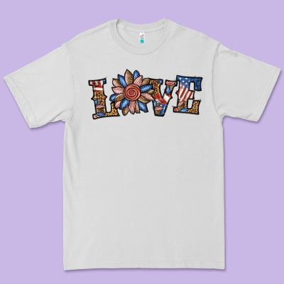 Love American Sunflower Premium Tee Designed By Bundleandbundleshop