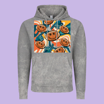 Football Smiley Face Vintage Hoodie Designed By Barkaloodesign