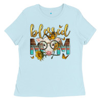 Baby Blue Western Blessed Mom Baby Calf Mother's Day Ladies Tee - LillyAllenDesigns