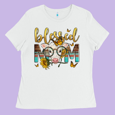 Western Blessed Mom Baby Calf Mother's Day Ladies Tee Designed By Lillyallendesigns