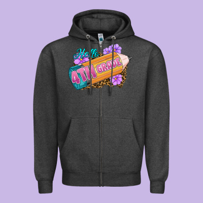 Hello 4th Grade Zipper Hoodie Designed By Ranaportraitstore
