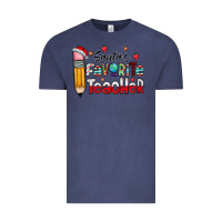 Vintage Denim Santa Favorite Teacher Vintage Tee - CowhideDigitalArt