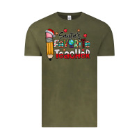 Vintage Olive Santa Favorite Teacher Vintage Tee - CowhideDigitalArt