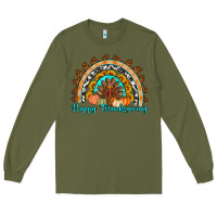 Army Green Happy thanksgiving rainbow Long Sleeve Tee - Artiststas