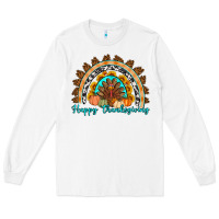 White Happy thanksgiving rainbow Long Sleeve Tee - Artiststas
