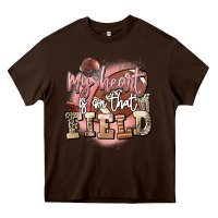 Chocolate Brown my heart is on that field Heavy Core Tee - FaDigitalArtStudio