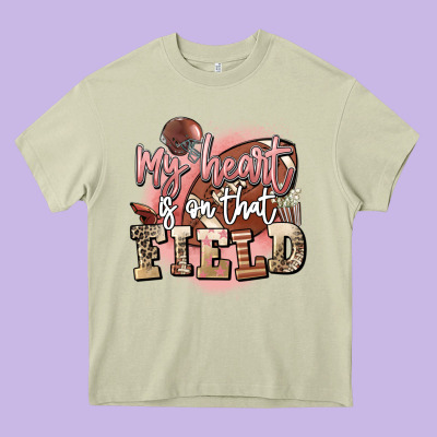 My Heart Is On That Field Heavy Core Tee Designed By Fadigitalartstudio