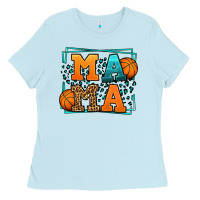 Baby Blue leopard basketball mama Mother's Day Ladies Tee - LillyAllenDesigns