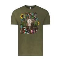 Vintage Olive summer down cowboy Vintage Tee - CowhideDigitalArt