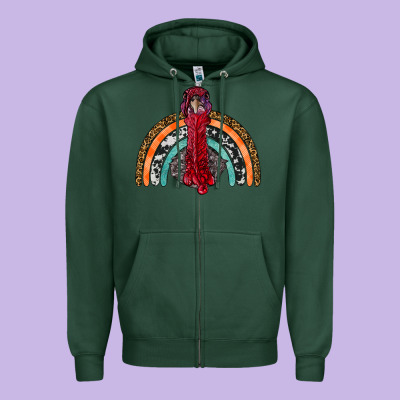 Thanksgiving Turkey Rainbow Zipper Hoodie Designed By Ranaportraitstore
