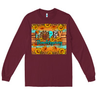 Burgundy Happy Thanksgiving Long Sleeve Tee - Artiststas