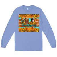 Colony Blue Happy Thanksgiving Long Sleeve Tee - Artiststas