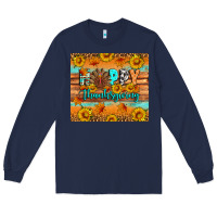 Navy Happy Thanksgiving Long Sleeve Tee - Artiststas