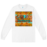 White Happy Thanksgiving Long Sleeve Tee - Artiststas