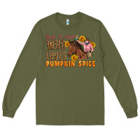 Army Green Just A Girl Who Loves Pumpkin Spice Cowgirl Long Sleeve Tee - Artiststas