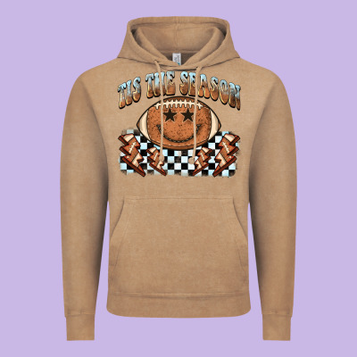 Tis The Season Football Smiley Face Vintage Hoodie Designed By Barkaloodesign