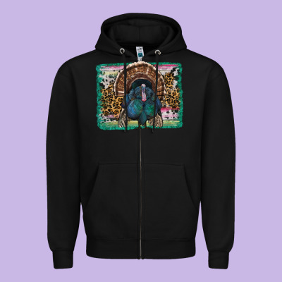 Thanksgiving Turkey With Background Zipper Hoodie Designed By Ranaportraitstore