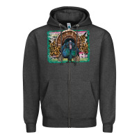 Charcoal Heather thanksgiving turkey with background Zipper Hoodie - RanaPortraitStore