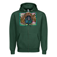 Sports Green thanksgiving turkey with background Zipper Hoodie - RanaPortraitStore