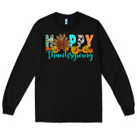 Black Happy Thanksgiving Long Sleeve Tee - Artiststas