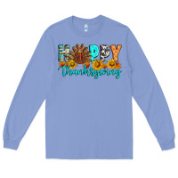 Colony Blue Happy Thanksgiving Long Sleeve Tee - Artiststas