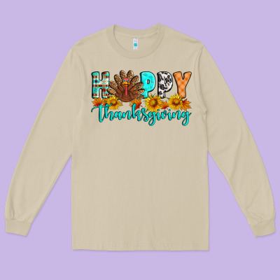 Happy Thanksgiving Long Sleeve Tee Designed By Artiststas