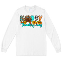 White Happy Thanksgiving Long Sleeve Tee - Artiststas