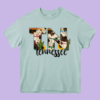 Tenesse State Cowhide Serape Cactus Heavy Core Tee Designed By Ranaportraitstore