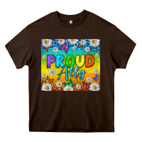 Chocolate Brown LGBTQ+ Proud Ally With Daisy Tumbler Heavy Core Tee - BundleAndBundleShop
