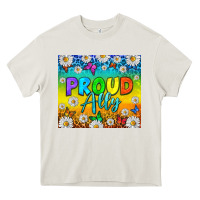 Cream LGBTQ+ Proud Ally With Daisy Tumbler Heavy Core Tee - BundleAndBundleShop