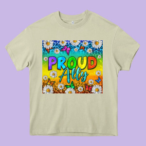 Lgbtq+ Proud Ally With Daisy Tumbler Heavy Core Tee Designed By Bundleandbundleshop