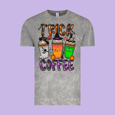 Trick Or Coffee Vintage Tee Designed By Cowhidedigitalart