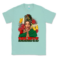 Seafoam believe black woman Classic Tee - FaDigitalArtStudio