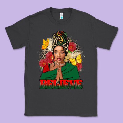 Believe Black Woman Classic Tee Designed By Fadigitalartstudio