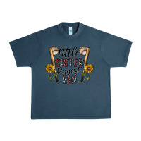 Midnight Navy little sister biggest fan Urban Heavy Tee - CowhideDigitalArt
